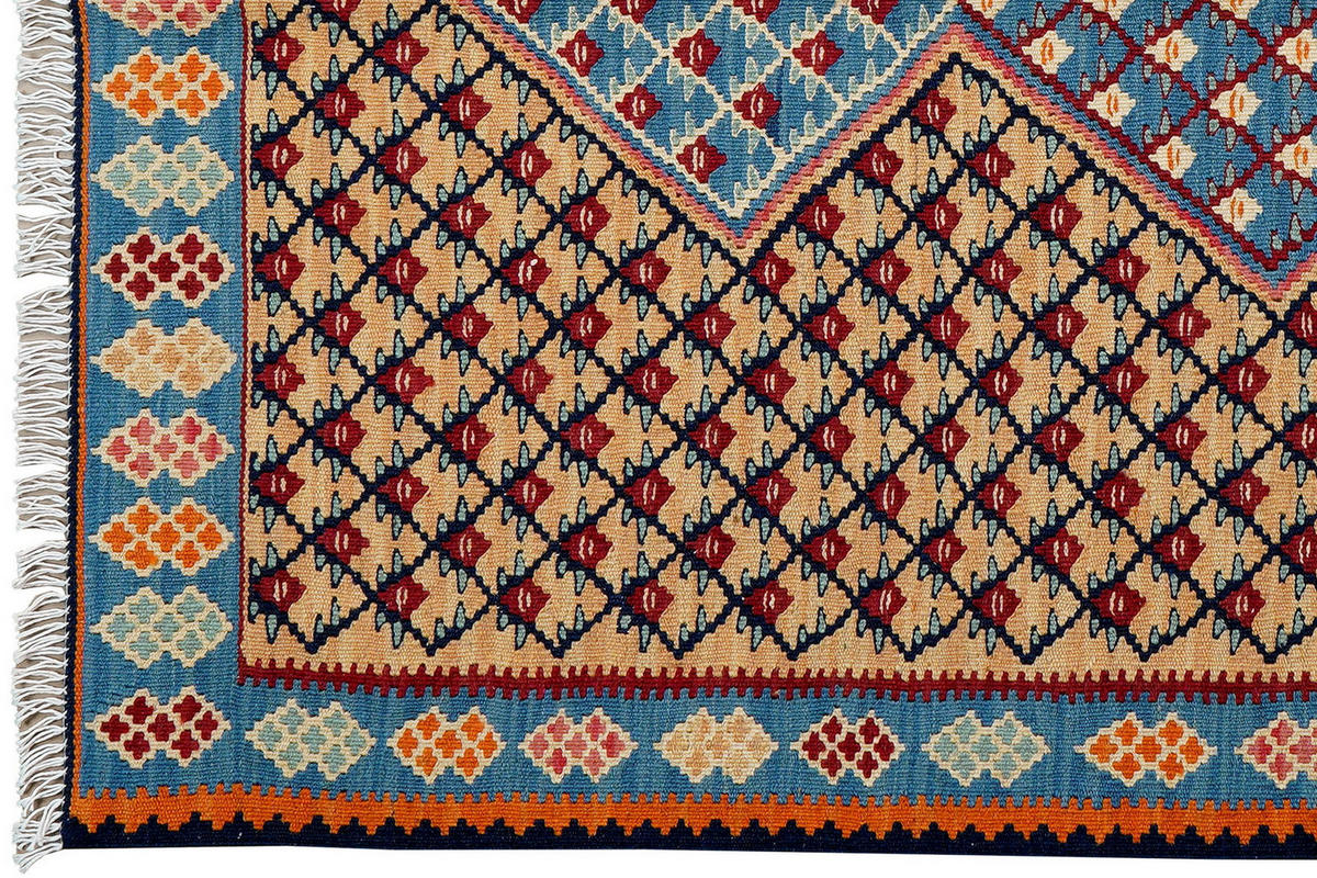 HANDWEBTEPPICH Kelim Senneh Beige 151/104 cm Schurwolle - Beige, Textil (104/151cm) - Looma