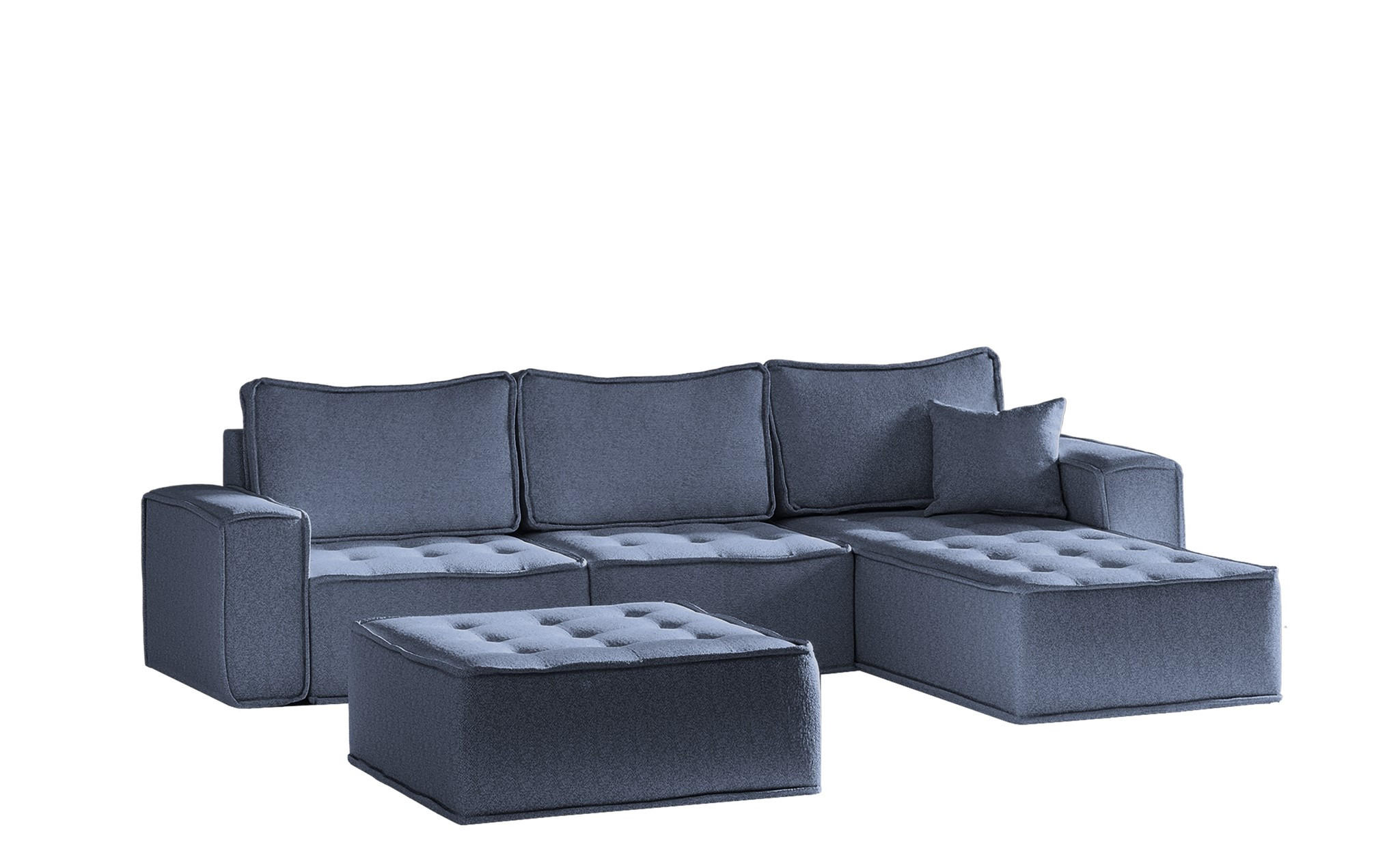 ECKSOFA Sande In Raven - Blau, Holzwerkstoff/Textil (292/192cm) - Fun Möbel