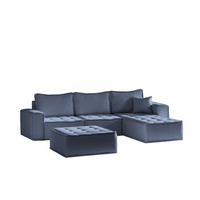 ECKSOFA Sande In Raven - Blau, Holzwerkstoff/Textil (292/192cm) - Fun Möbel