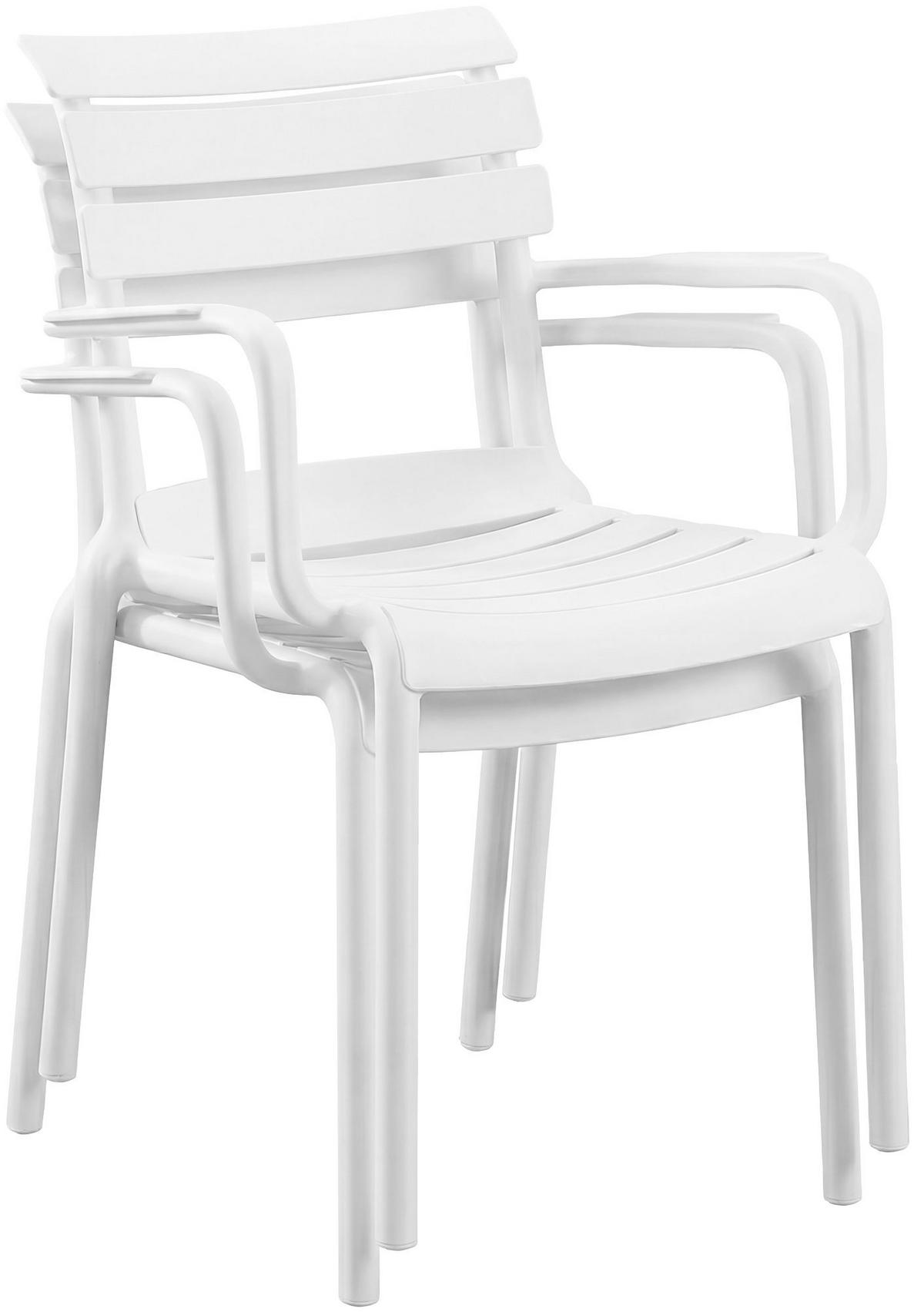 GARTENMÖBEL-SET Nora 2 Stühle 186x72x82cm Kunststoff Weiß Balkonset - Weiß, Kunststoff - DELUKE