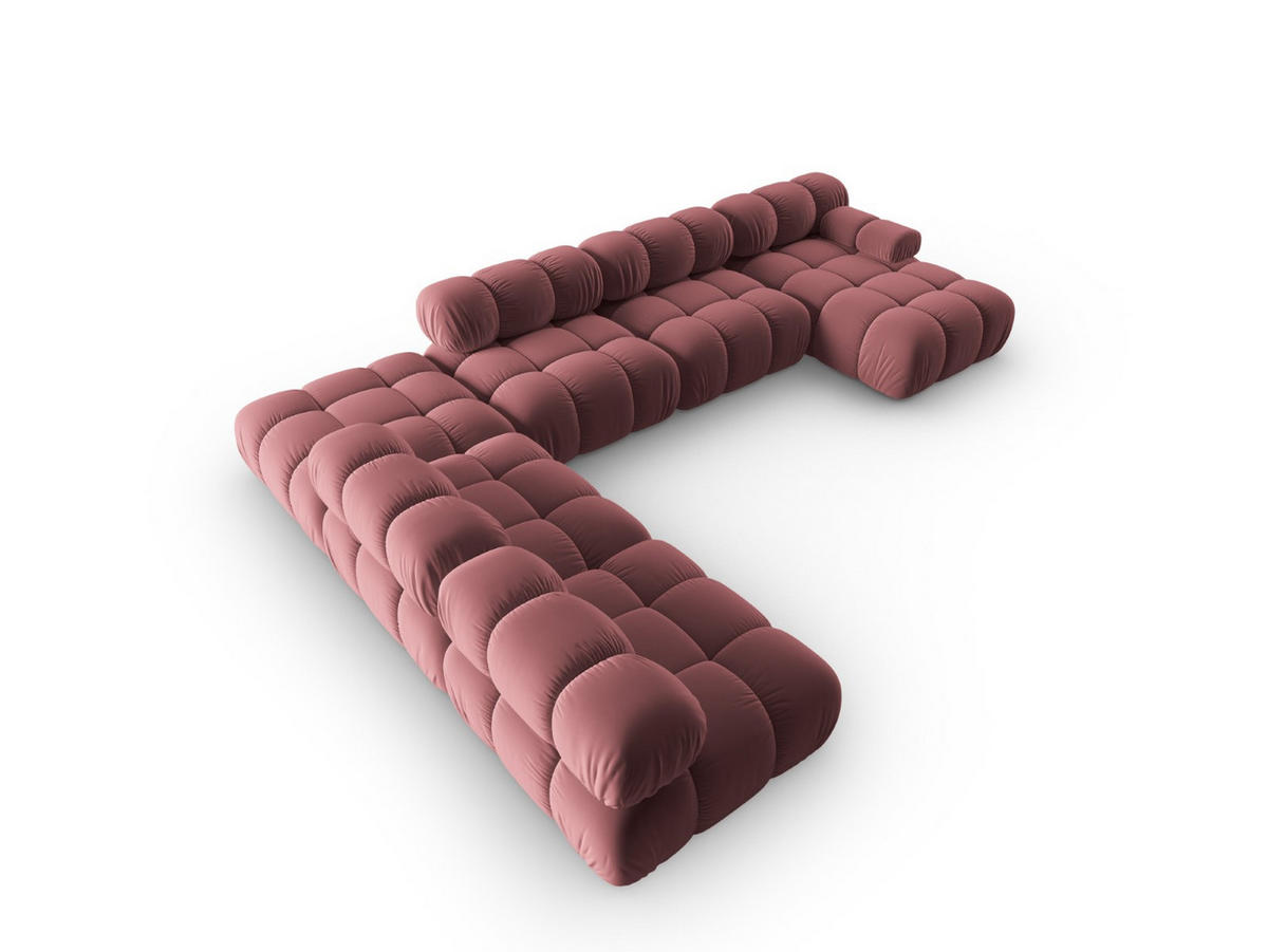 MODULARES-PANORAMASOFA links Bellis aus Samt rosa 7 Sitzplätze - Pink, Textil (282/63/379cm) - Micadoni