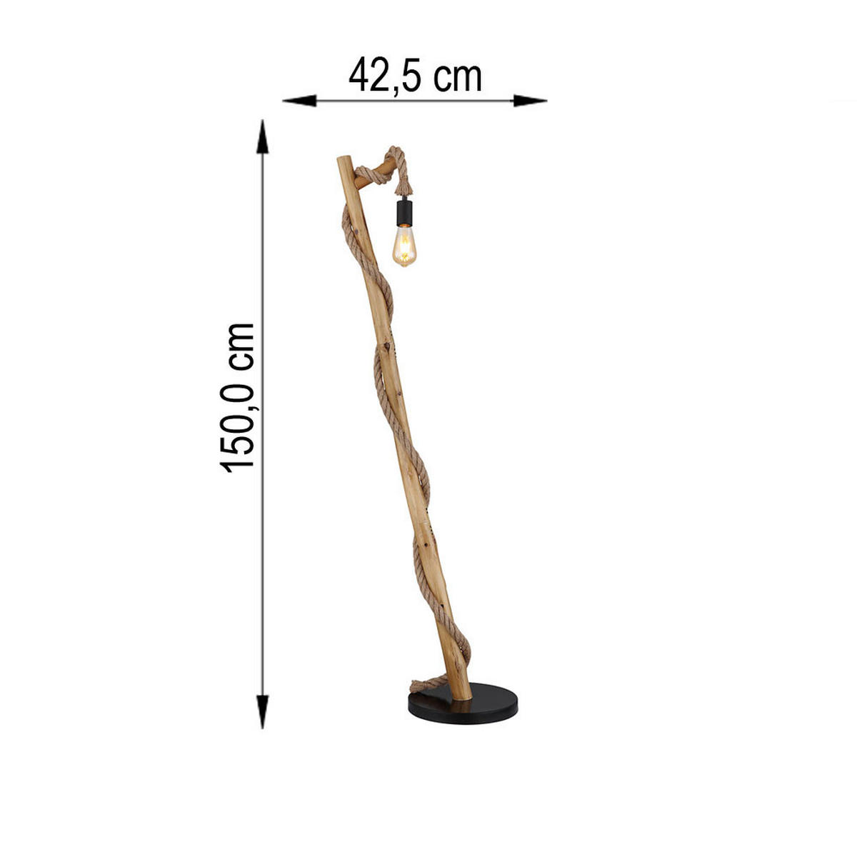 LED STEHLEUCHTE Holz Braun Metall - Braun, Holz (42.5/30/150cm) - Globo Lighting