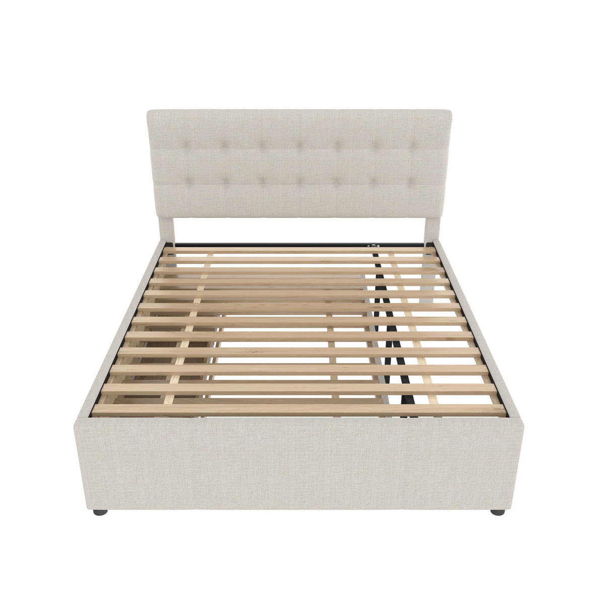 BETT mit Ausziehbett und 3 Schubladen 140x200 cm Leinen Beige - Beige, Holz (140/200cm) - Meubliv