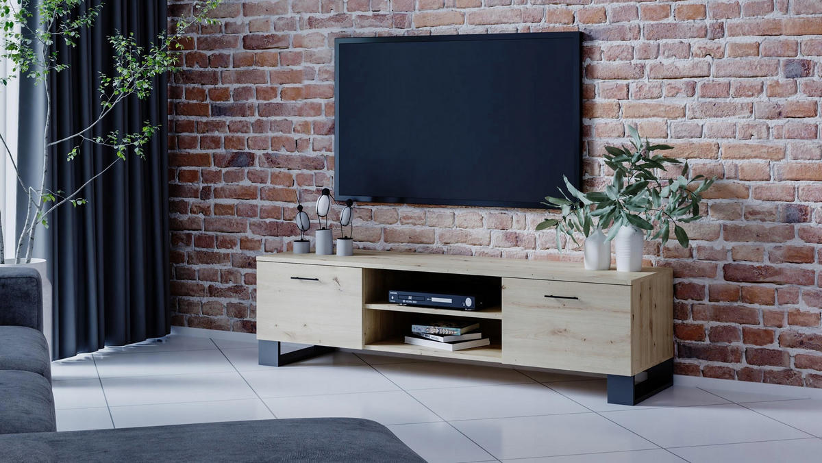 FERNSEHKOMMODE KLARA Artisan Eiche-Schwarz 120/40/46 cm - Multicolor, Holzwerkstoff (120/46/40cm) - Matkam Möbel