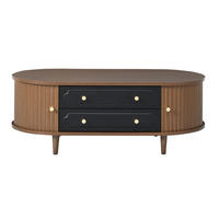 COUCHTISCH Walnuss Retro mit 2 Schubladen & Rolltür - Walnussfarben, Holzwerkstoff (50/100/36cm) - Urban Meuble