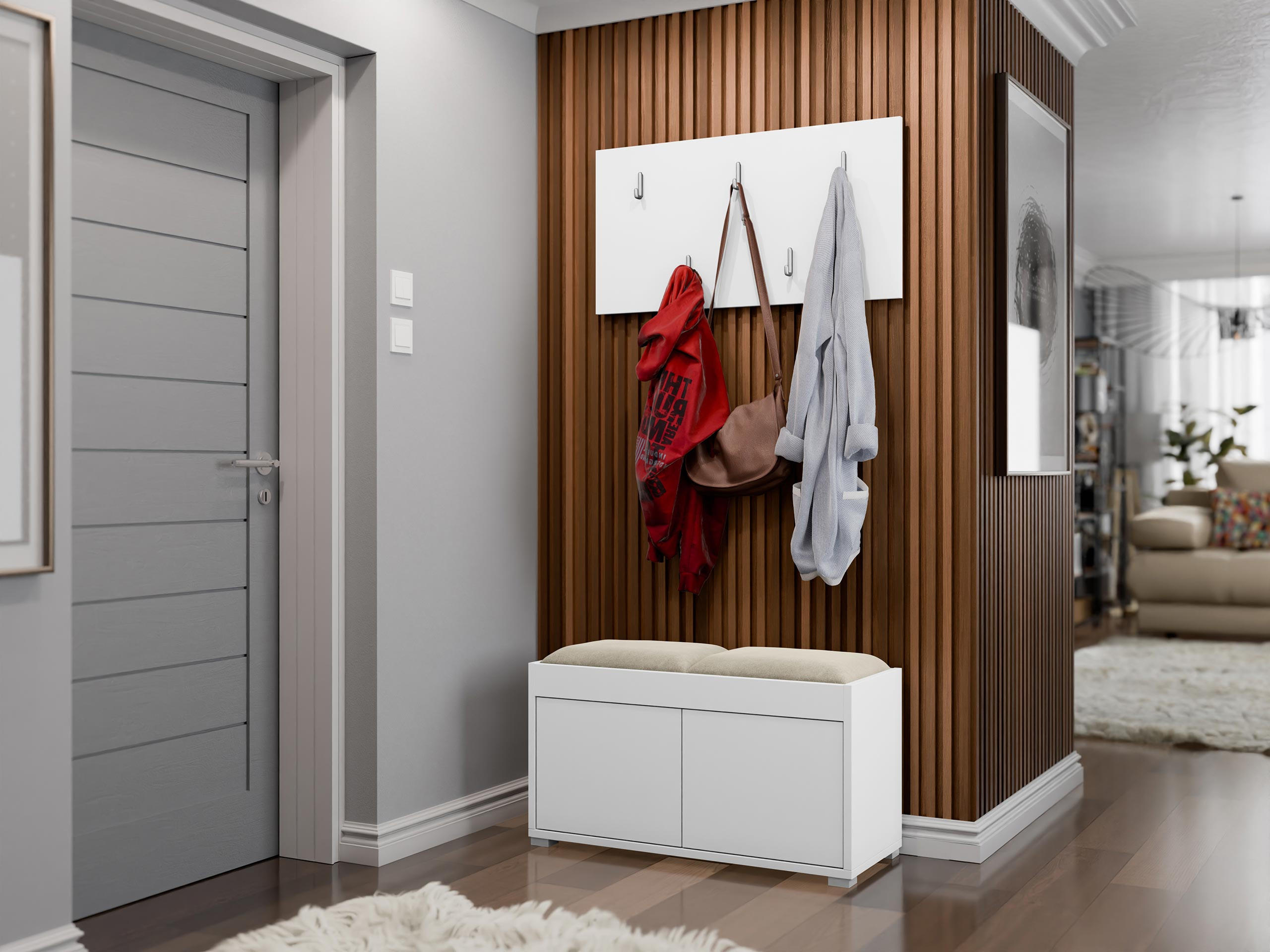 GARDEROBEN-SET Gesita VII - Beige/Silberfarben, Holzwerkstoff/Kunststoff (84/45/35cm) - MIRJAN24