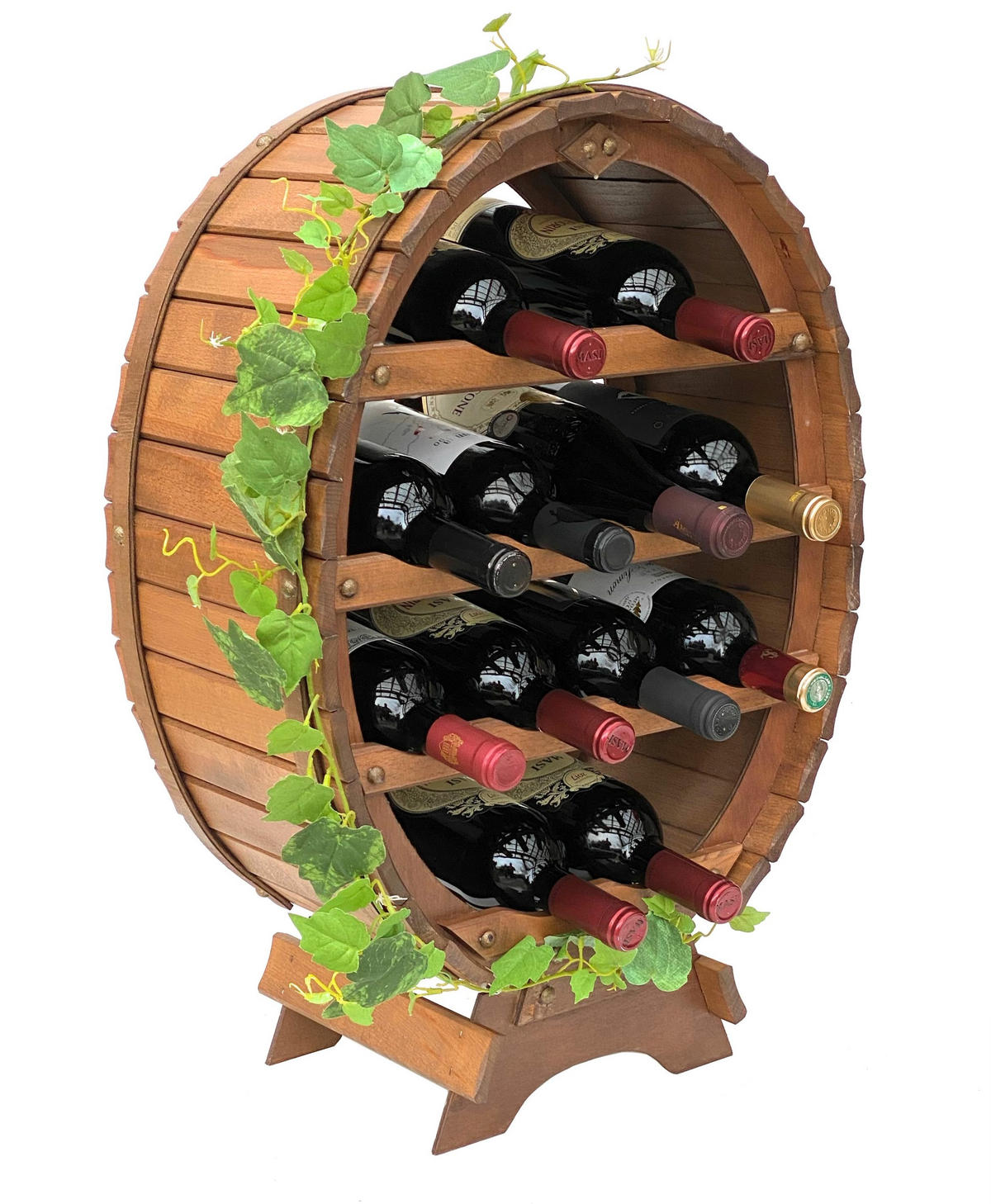 WEINREGAL Holz Stehend Weinfass 12 Flaschen Braun gebeizt - Braun, Holz (45/65/24cm) - DanDiBo