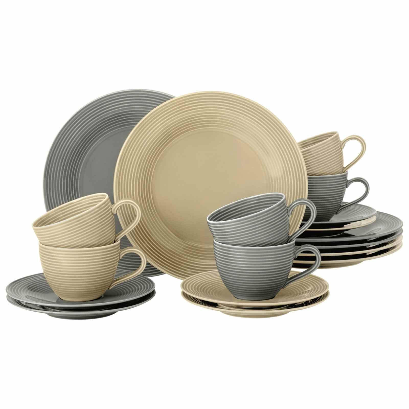 KAFFEESERVICE Beat Color Glaze beige-grau 18er Set - Beige/Grau, Keramik (24/18.1/43cm) - Seltmann Weiden