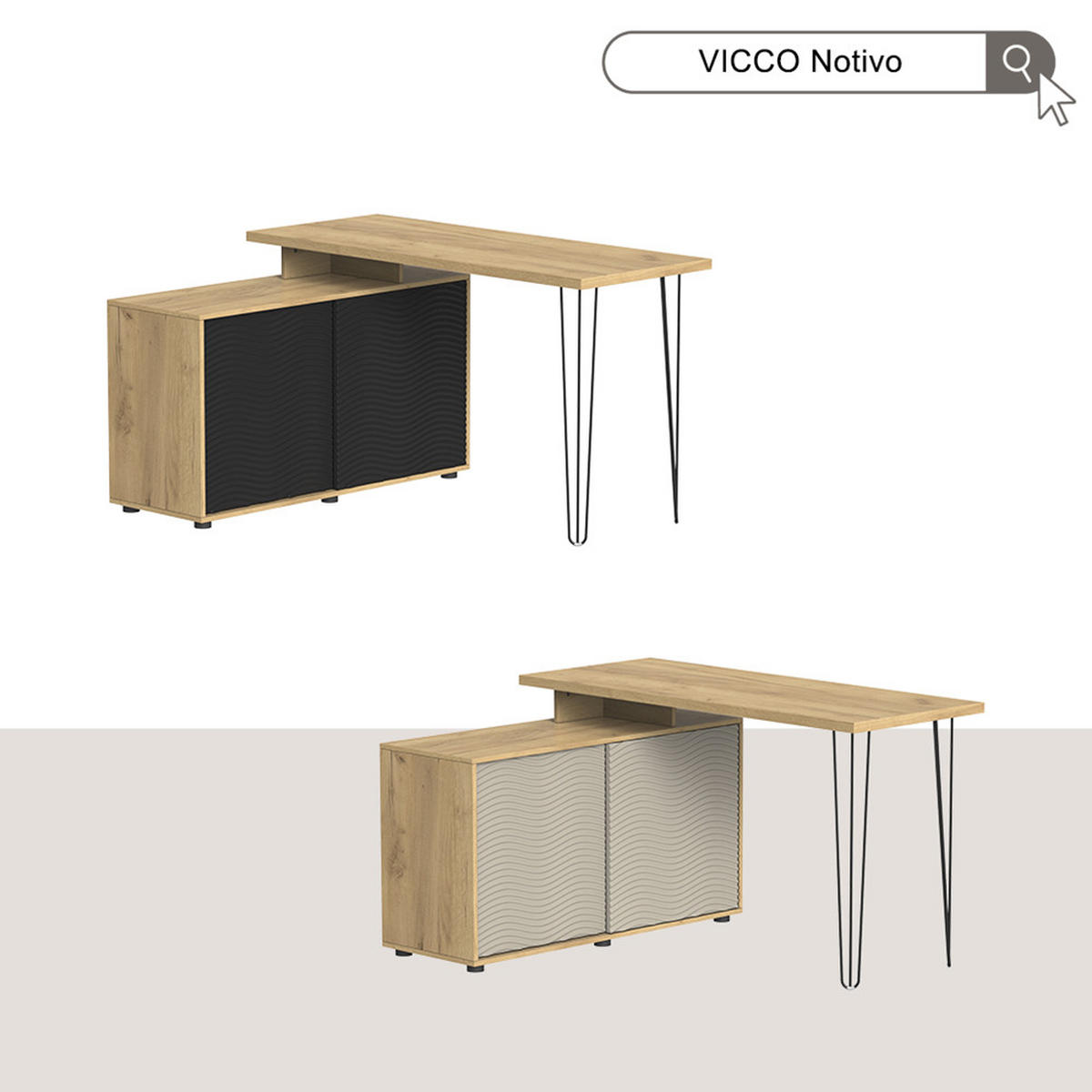 ROHOVÝ PSACÍ STŮL Notivo Kašmír - kašmírová, kompozitní dřevo (55/135/77cm) - Vicco