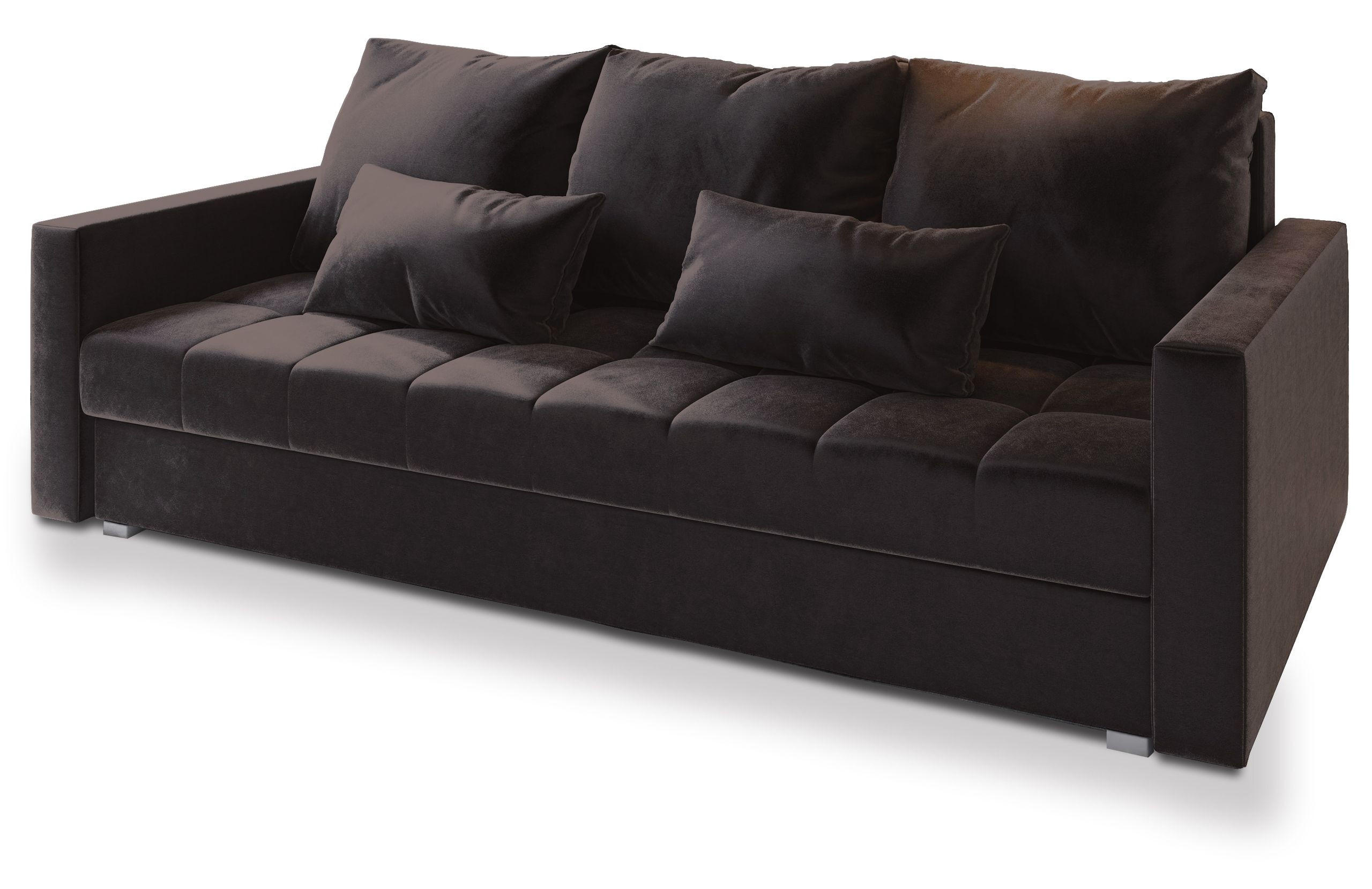 BETTSOFA SIRO Braun Plüsch-Stoff mit Schlaffunktion - Braun, Textil (222/83/86cm) - MASSENO