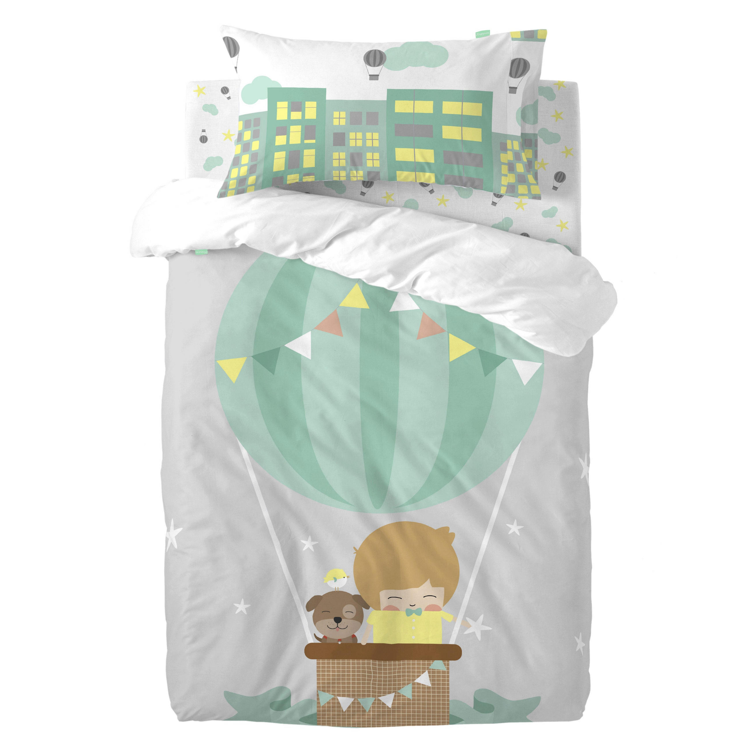 BETTBEZUG 2er-Set teiliges air balloon 115x145 cm (kinderbett) mehrfarbig - Multicolor, Textil (115/145cm) - Happy Friday