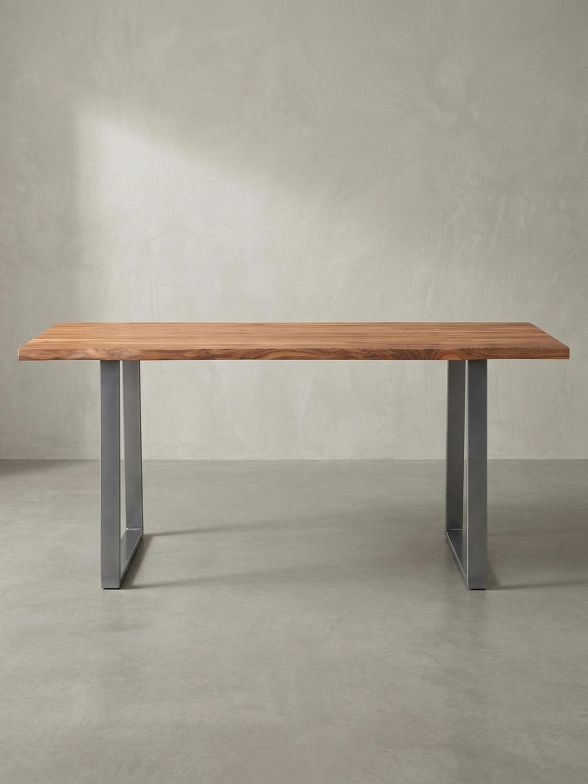 SCHREIBTISCH Massivholz Baumkante Chromgestell Handarbeit TARN, Goldbraun-Chrom 160x80x76 cm - Chromfarben/Braun, Holz/Metall (80/160/76cm) - KADIMA DESIGN