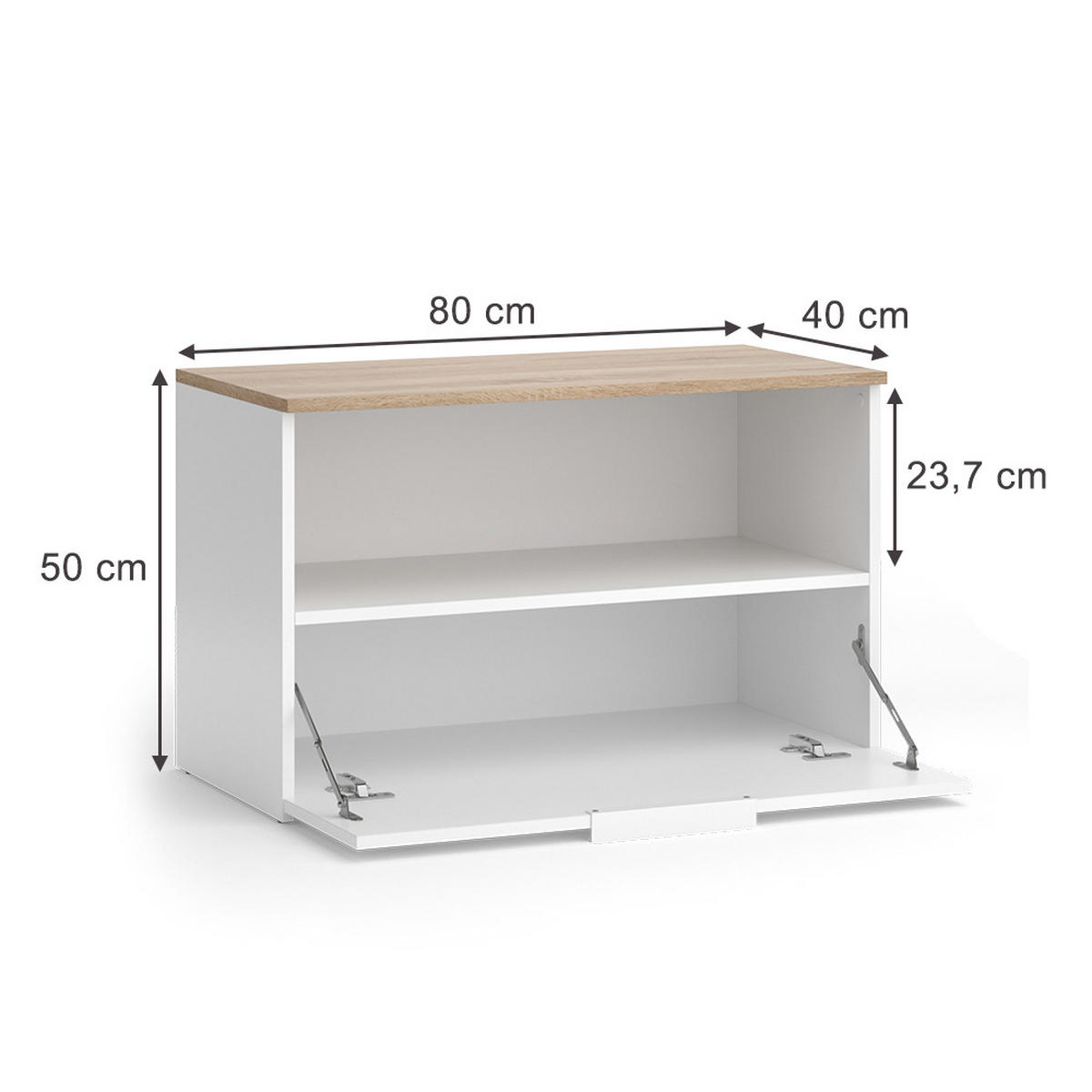 KOMMODE Wido Weiß/Sonoma 80 x 50 cm mit 1 geschlossenem Fach - Weiß, Holzwerkstoff (80/50/40cm) - Vicco