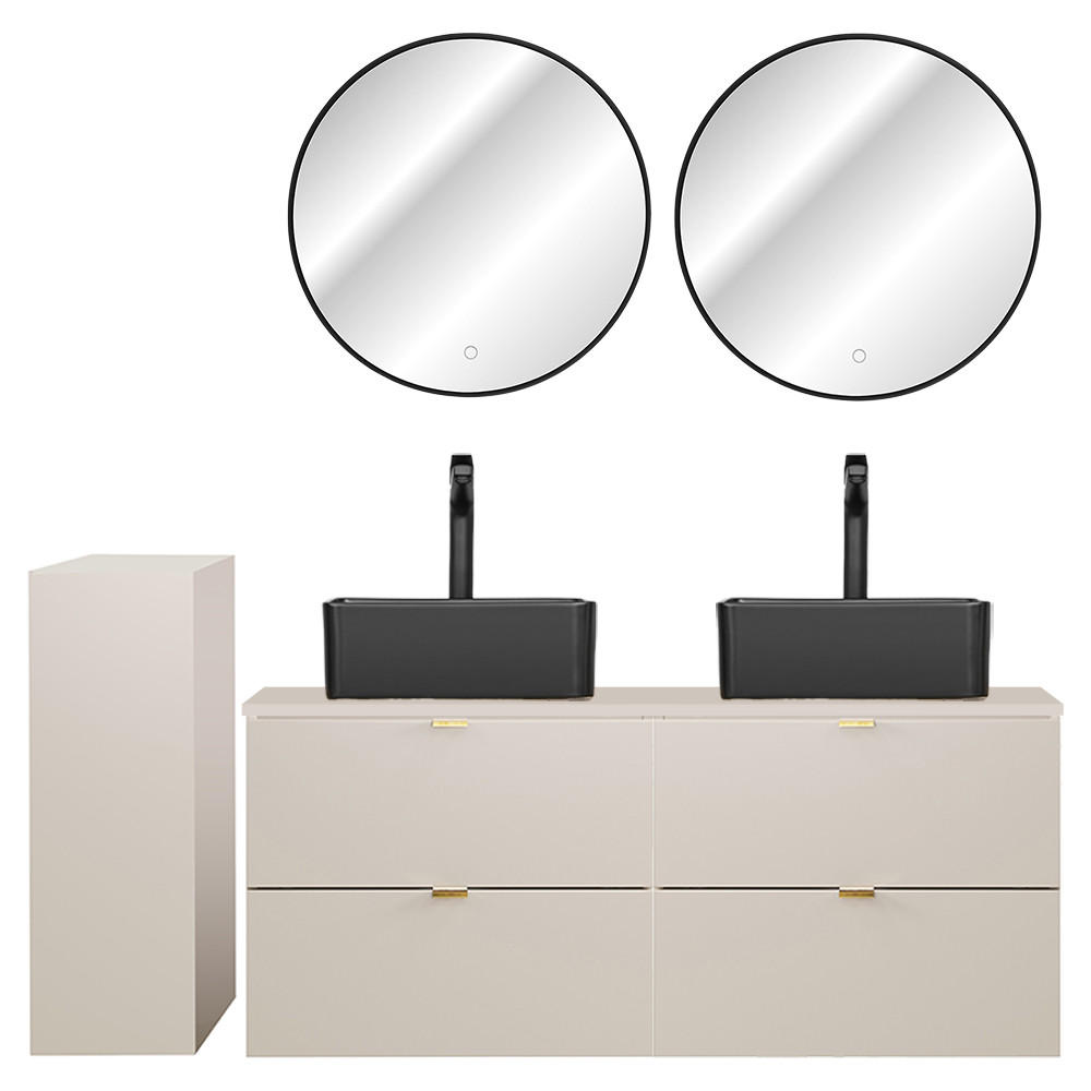 BADMÖBEL-SET 4-TLG. Durango-56 - Beige, Holzwerkstoff (165/200/47cm) - Lomado