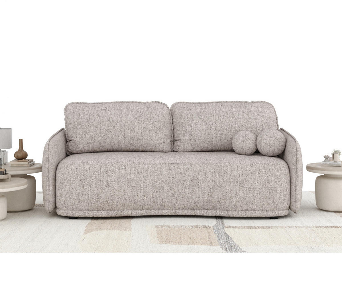 SCHLAFSOFA Mitsis Hellbraun Webstoff - Hellbraun/Schwarz, Holz/Holzwerkstoff (231/93/106cm) - Maison de Reve