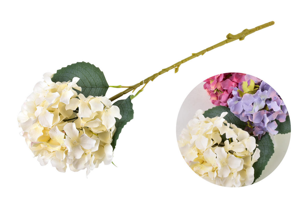 KUNSTBLUME Hortensien Viridis Creme 62/16/62 cm Kunstoff - Creme, Kunststoff (62cm) - Mondex