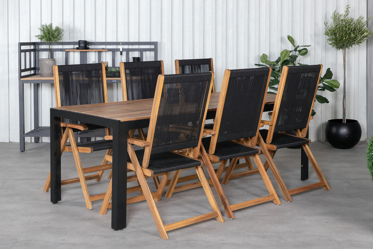 GARTENTISCHGRUPPE Schwarz - Schwarz, Holzwerkstoff - ebuy24