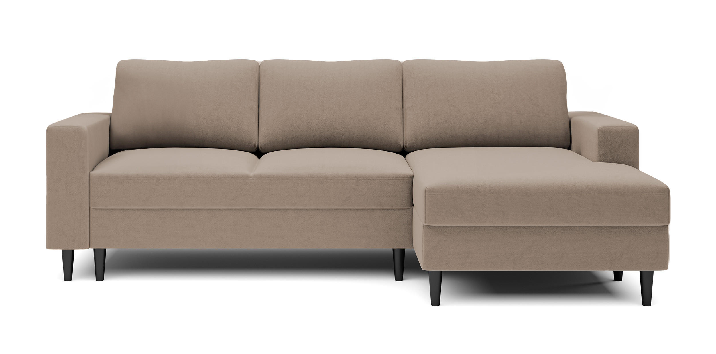 ECKSOFA Nalika Dunkelbeige Velours - Schwarz/Mokka, Holz/Textil (230/143cm) - Selsey