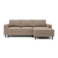 ECKSOFA Nalika Dunkelbeige Velours - Schwarz/Mokka, Holz/Textil (230/143cm) - Selsey