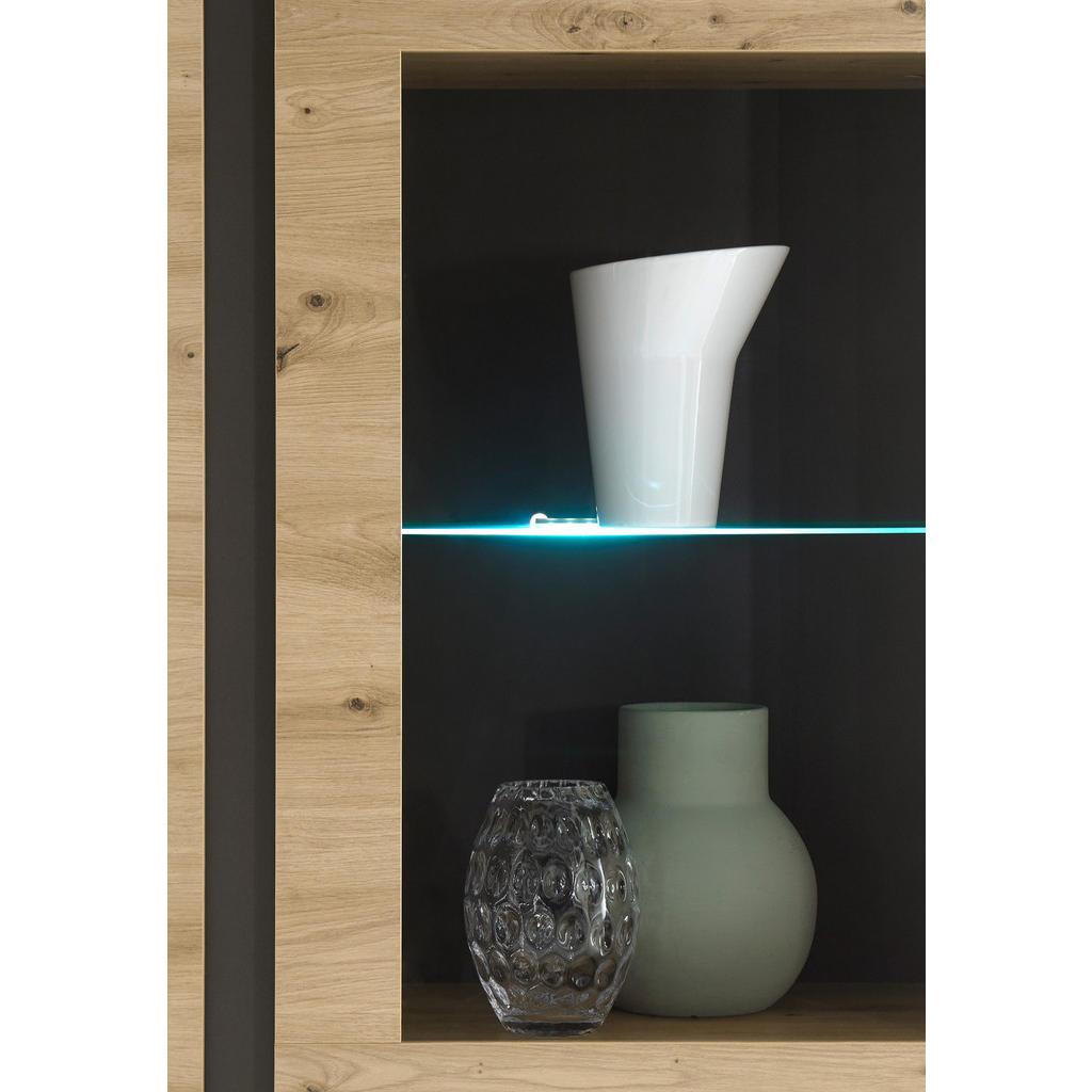 Thumbnail - Furn.Design Wohnwand, Eiche Artisan, Grau, Holz, Nachbildung,Eiche, Holz Optik, Uni, 7 Fächer, 315x194x40 cm, Wohnzimmer...