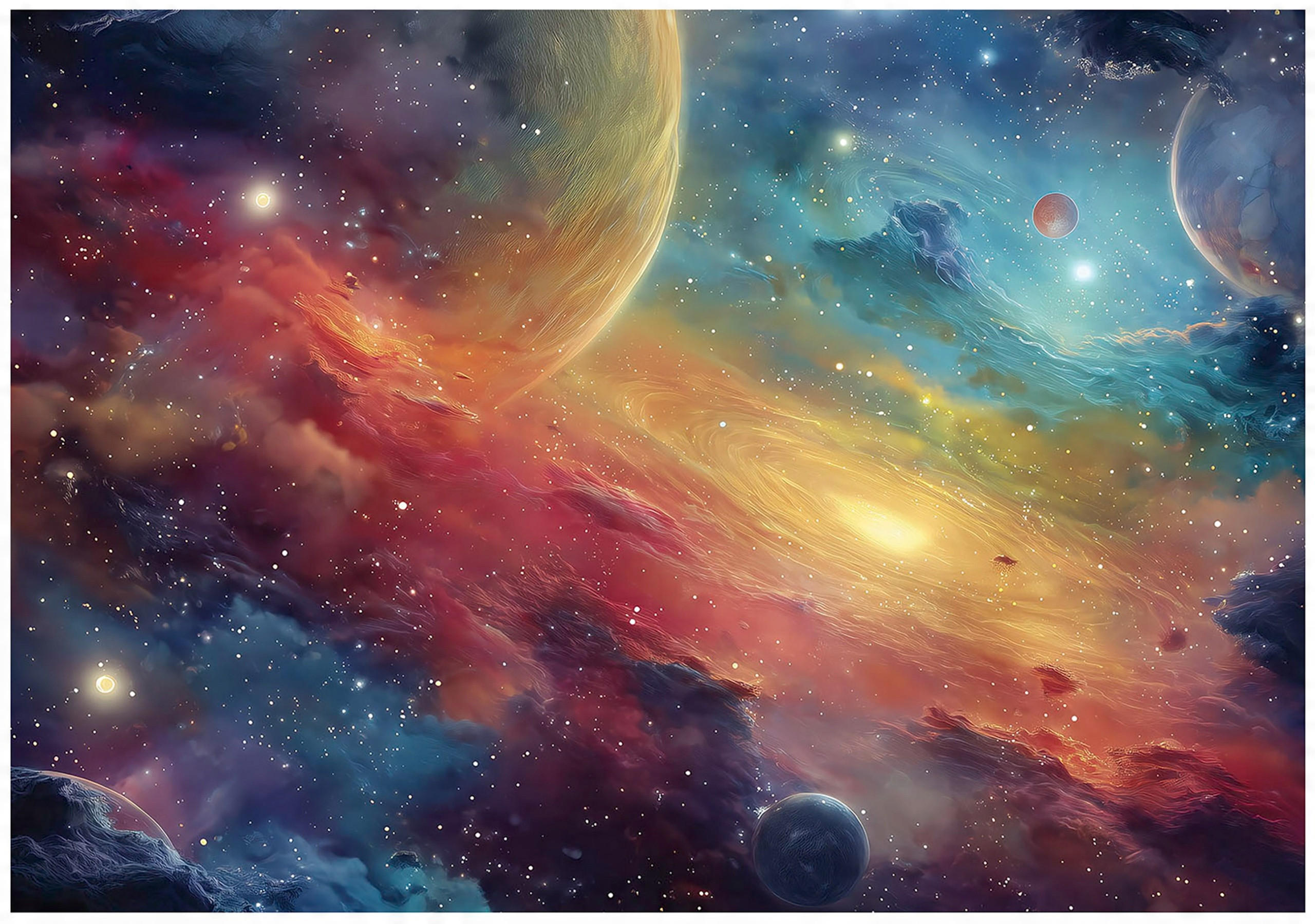 FOTOTAPETE Kinderzimmer Kosmos Galaxie 400x280 - Multicolor, Papier (400/280cm) - Wallarena