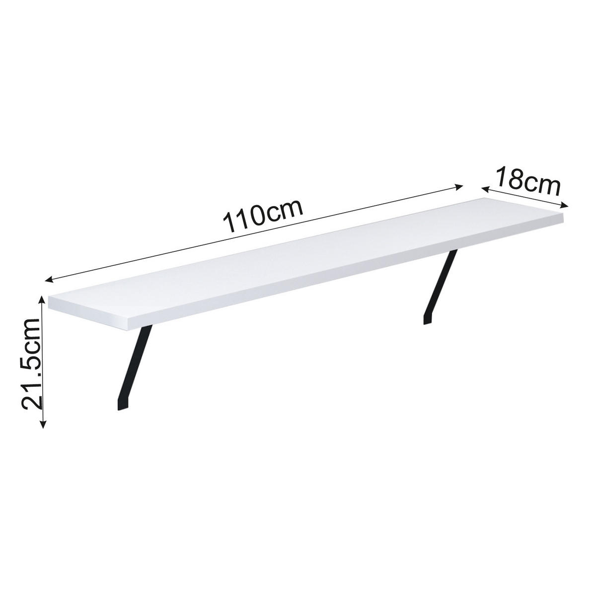 HEIZKÖRPERREGAL ADIN WEIß 110 CM - Schwarz/Weiß, Holzwerkstoff/Metall (110/21/18cm) - moebel17