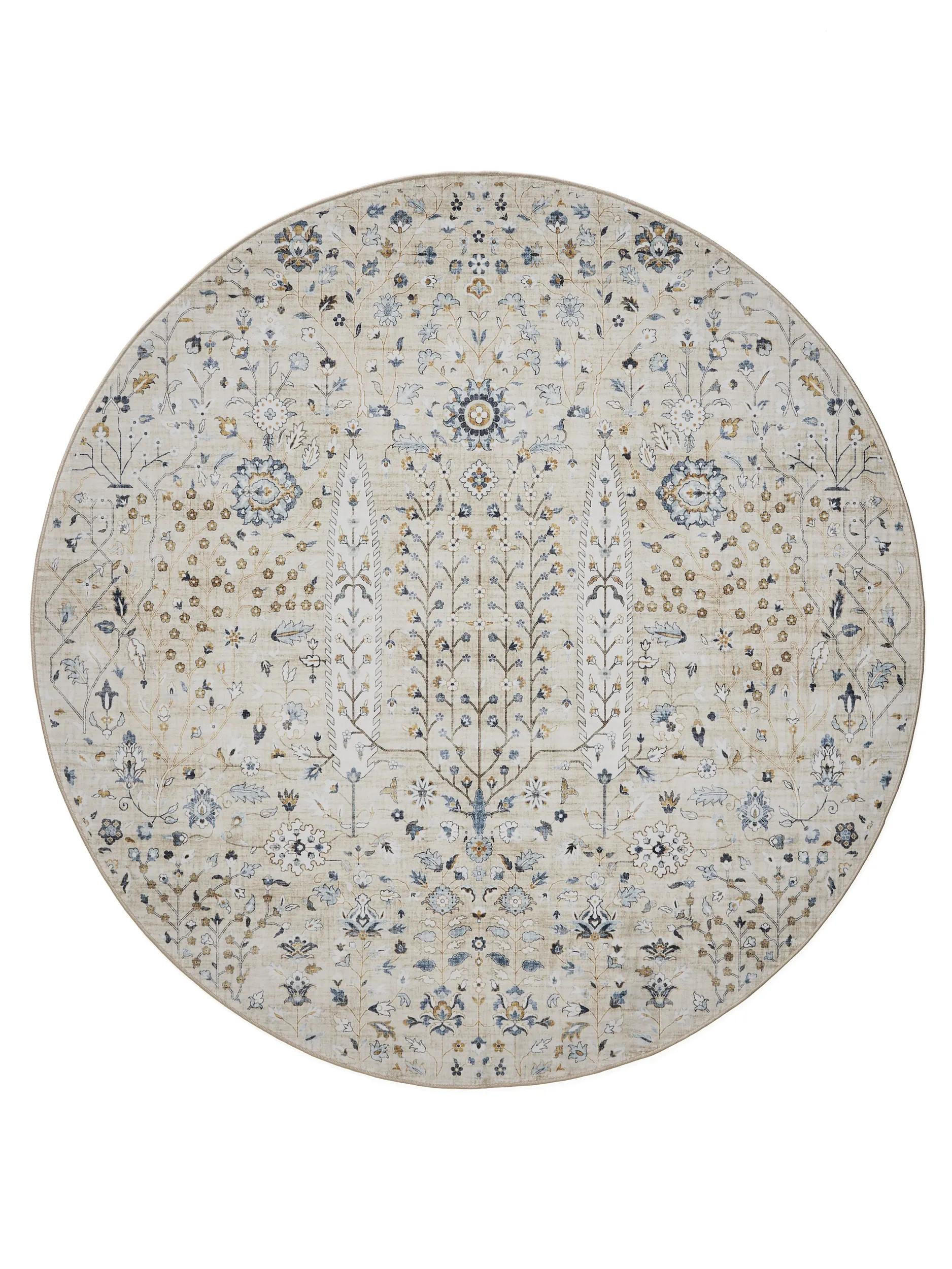 VINTAGE-TEPPICH George waschbar ø 120 cm rund - Beige, Kunststoff (120/120cm) - benuta