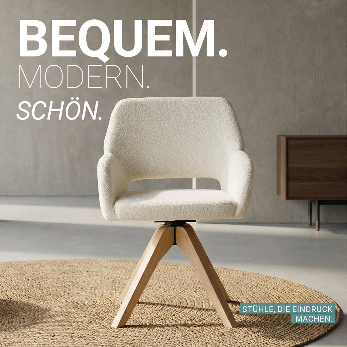 ARMLEHNENSTUHL in Weiß 6 Stück drehbar - Naturfarben/Weiß, Holz/Textil (57/82/53cm) - Homestyle4u