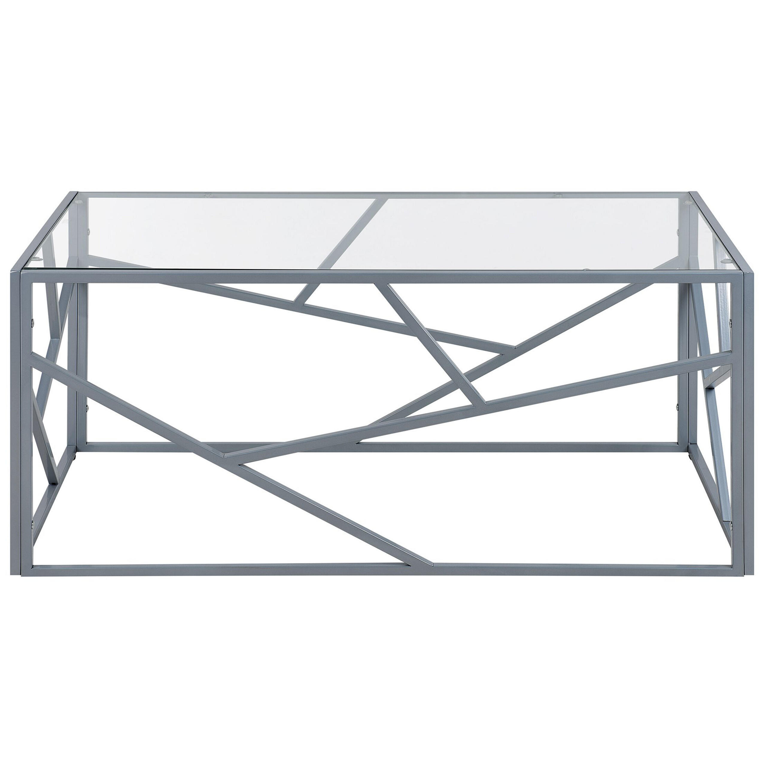 COUCHTISCH Glas silber rechteckig 50/100 cm Orland - Silberfarben, Glas (50/100/45cm) - Beliani