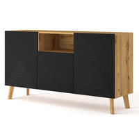 KOMMODE Artisan Eiche, Schwarz 146/80/42 - Schwarz, Holzwerkstoff (146/80/42cm) - RAUMHIRSCH FURNITURE