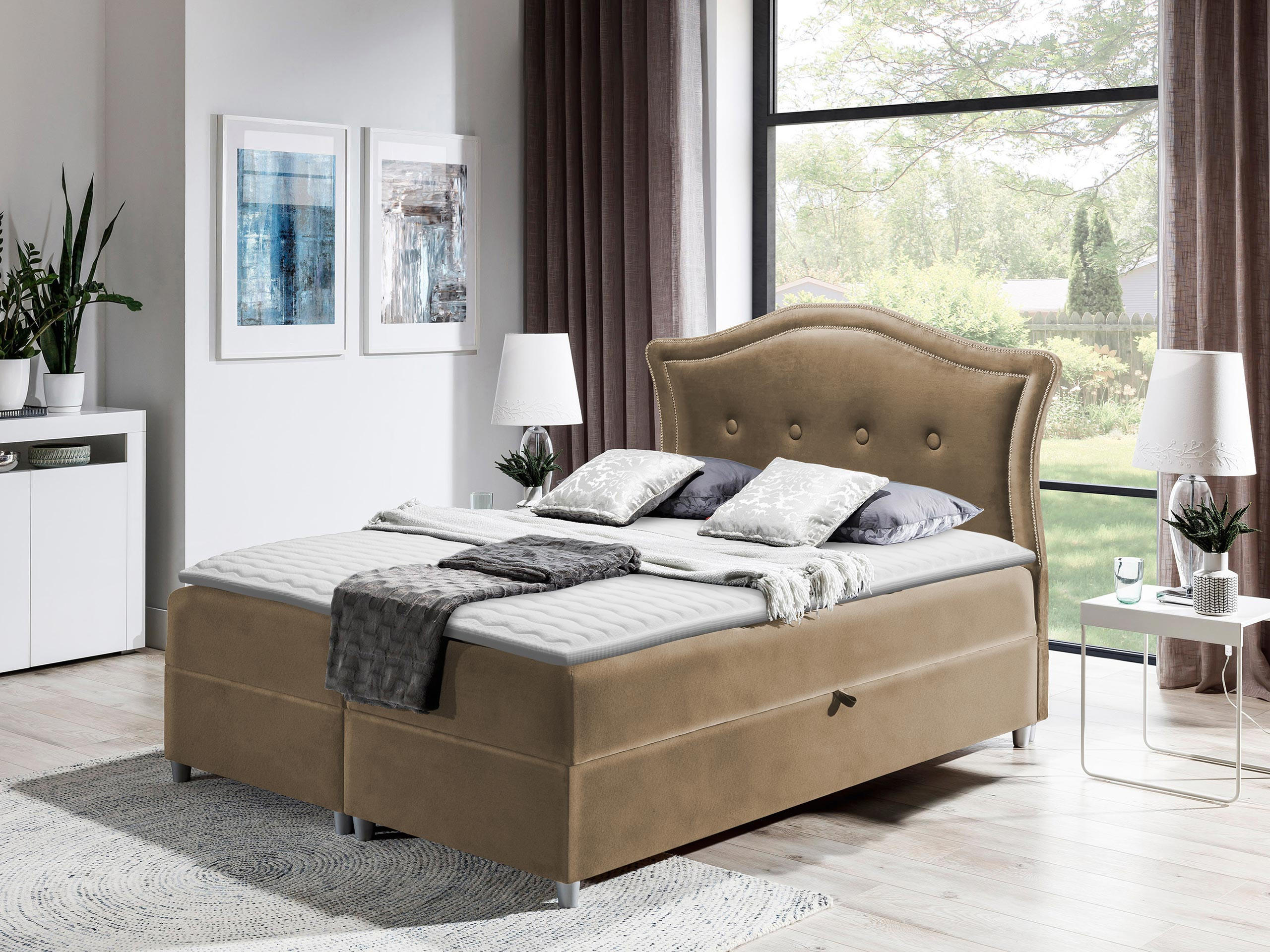 BOXBETT Bedran Lux - Hellbraun, Holz (120/200cm) - MIRJAN24