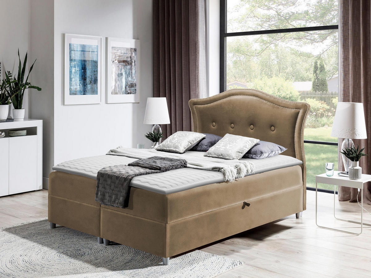 BOXBETT Bedran - Hellbraun, Holz (140/200cm) - MIRJAN24