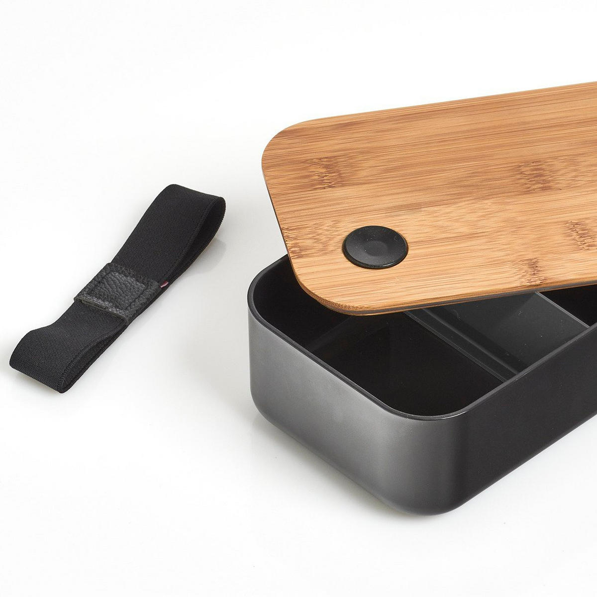 LUNCHBOX mit Fach 19/12/7 cm - Schwarz, Kunststoff (12/7/19cm) - ZELLER