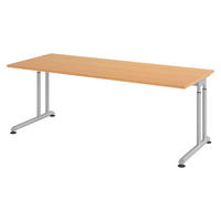 SCHREIBTISCH Serie-Z 80/200/74 cm in Buchefarben/Silberfarben - Buchefarben/Silberfarben, Holzwerkstoff (80/200/74cm) - bümö