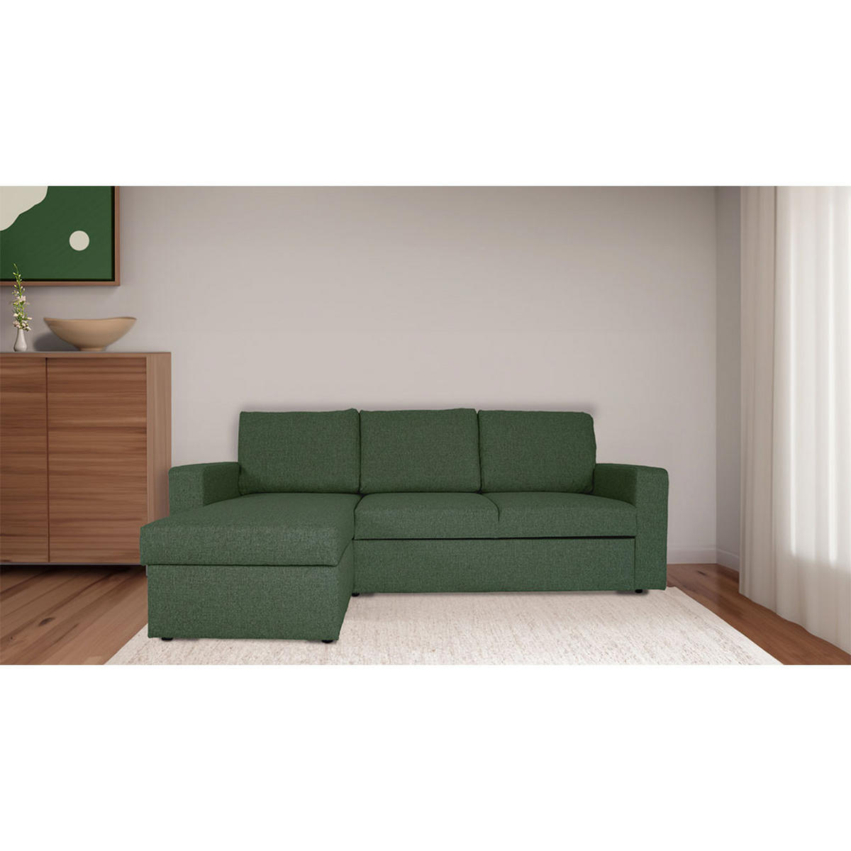 ECKSCHLAFSOFA grün - Grün, Textil (230/151cm) - ebuy24