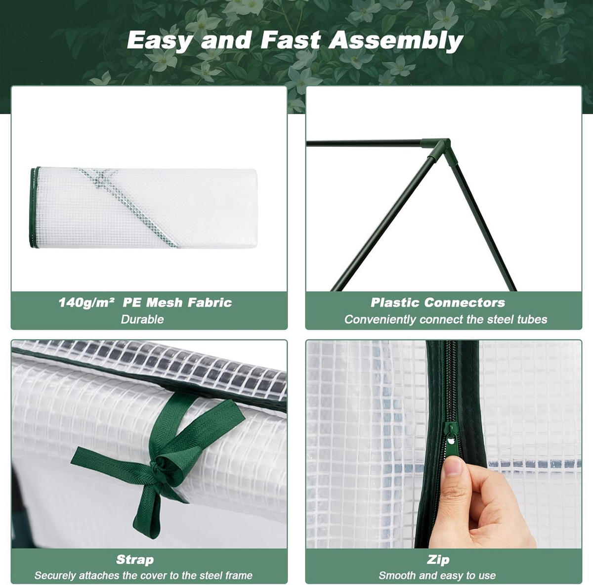 FOLIENGEWÄCHSHAUS Frühbeet, Gewächshaus Balkon, 180x90x90cm - Weiß, Textil/Metall (180/90/90cm) - Woltu
