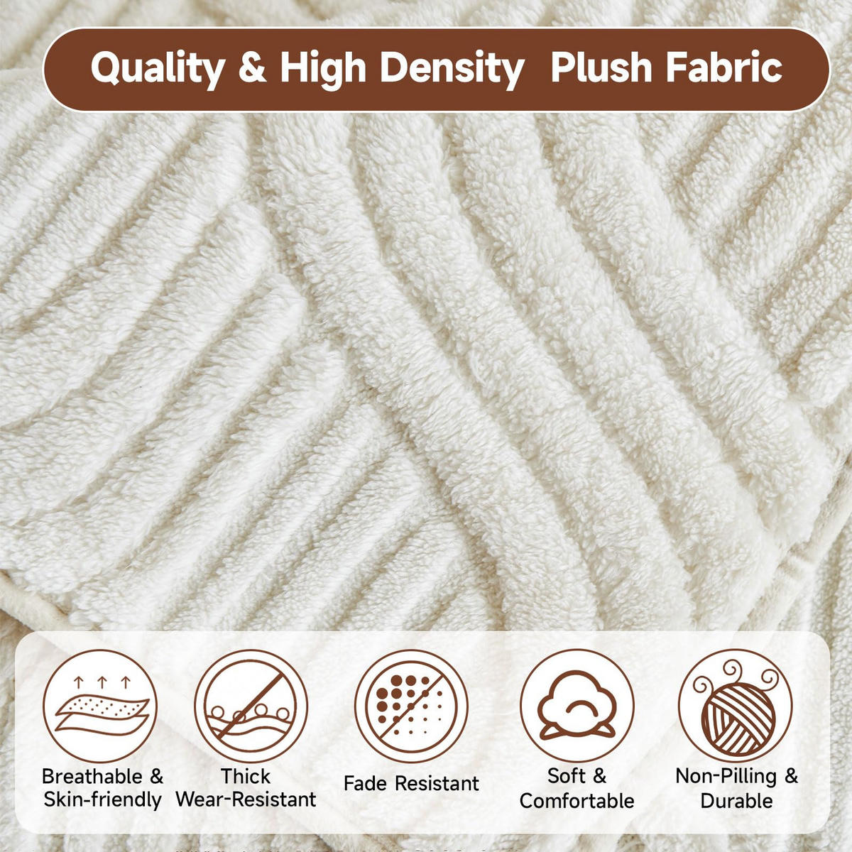 SOFAÜBERWURF Beige 1 Stück Luxuriöses Plüschmaterial - Ecru, Textil (90/0.03/240cm) - Kaket