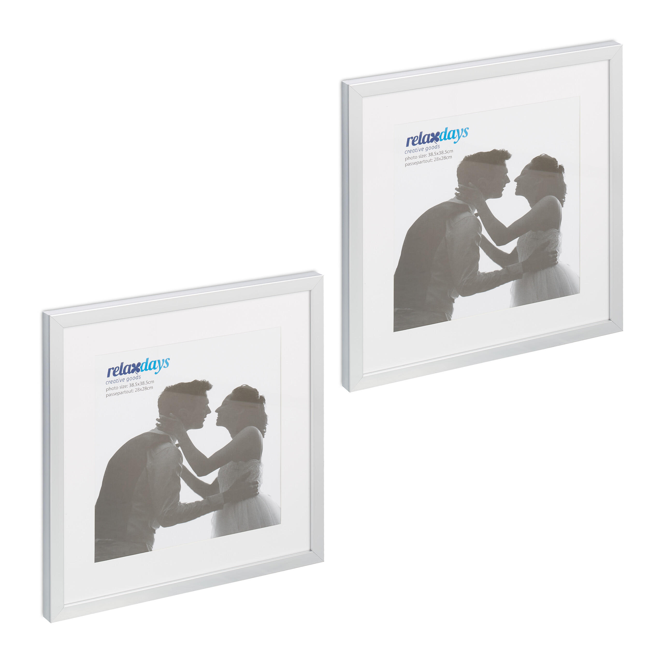 2xBILDERRAHMEN - Silberfarben, Glas/Holzwerkstoff (41/41/2.5cm) - Relaxdays