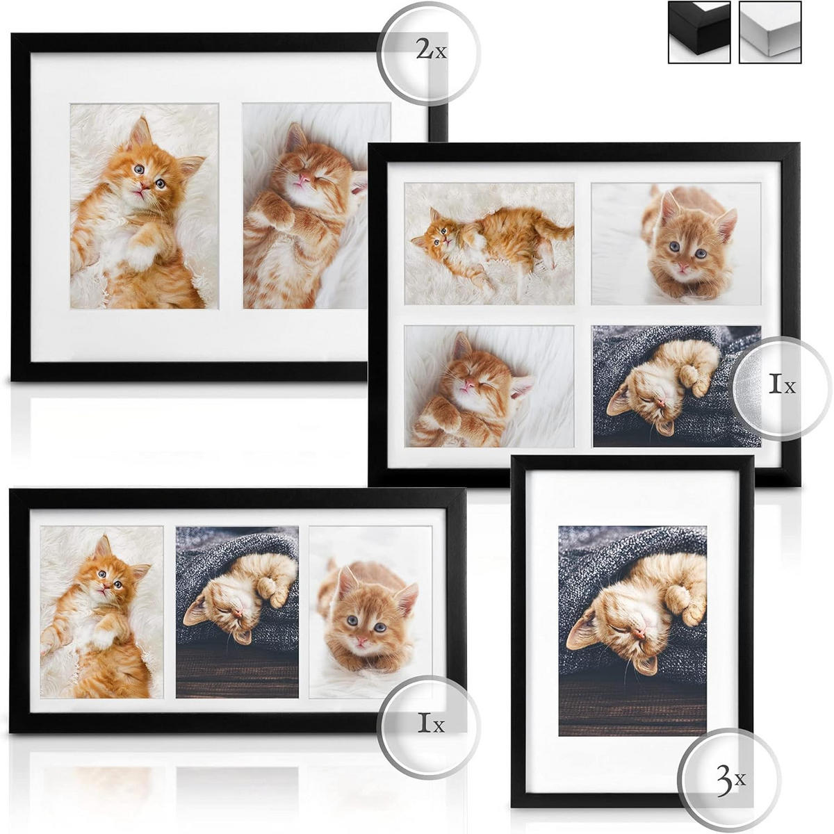 BILDERRAHMEN Galeria MDF Schwarz (7tlg) - Schwarz, Holzwerkstoff (22/35/42cm) - BoMoe