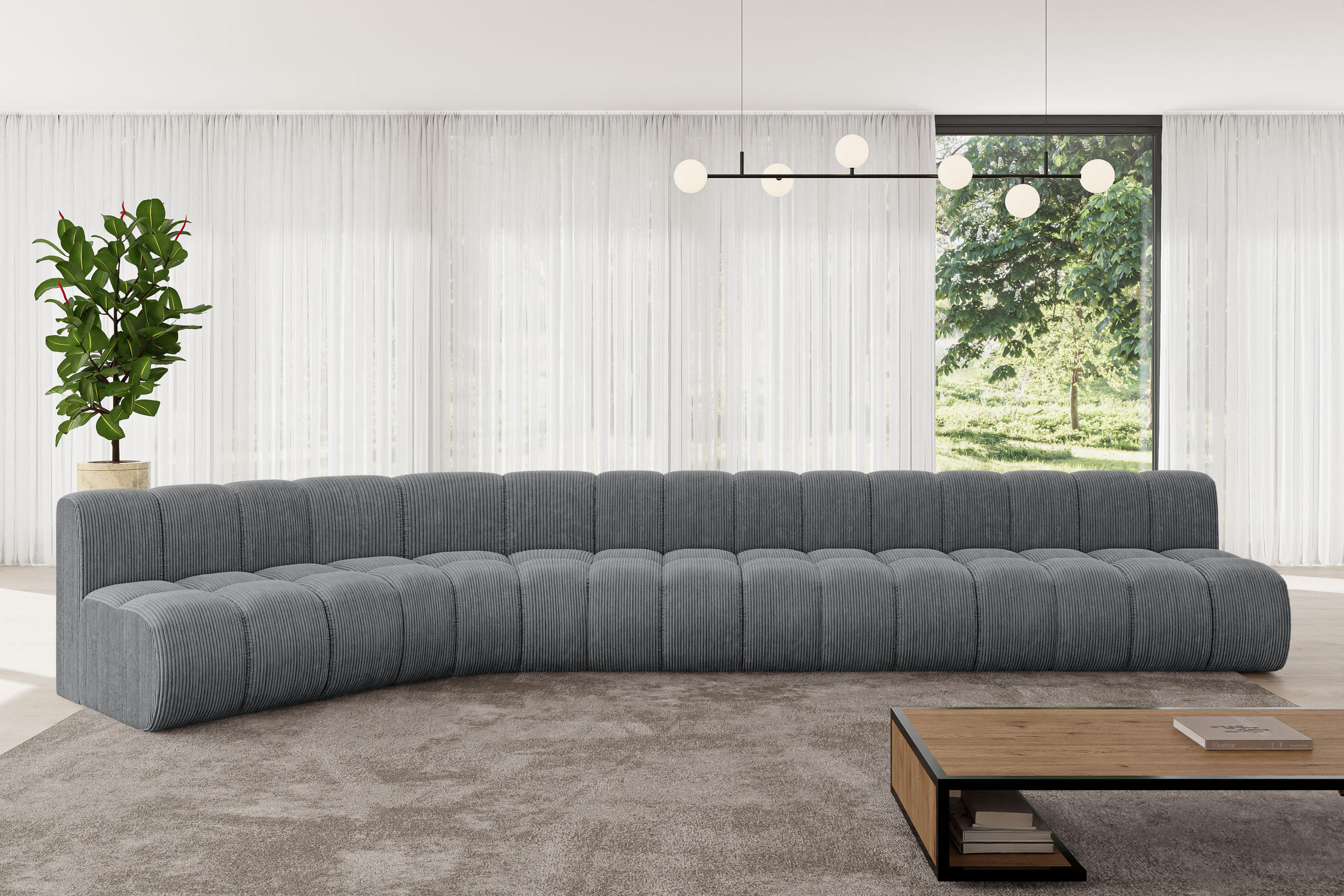 ECKSOFA modulares Sofa Montra-L3 - 472x174x70 cm Dunkelgrau - Dunkelgrau, Holzwerkstoff/Textil (472/174cm) - ALTDECOR