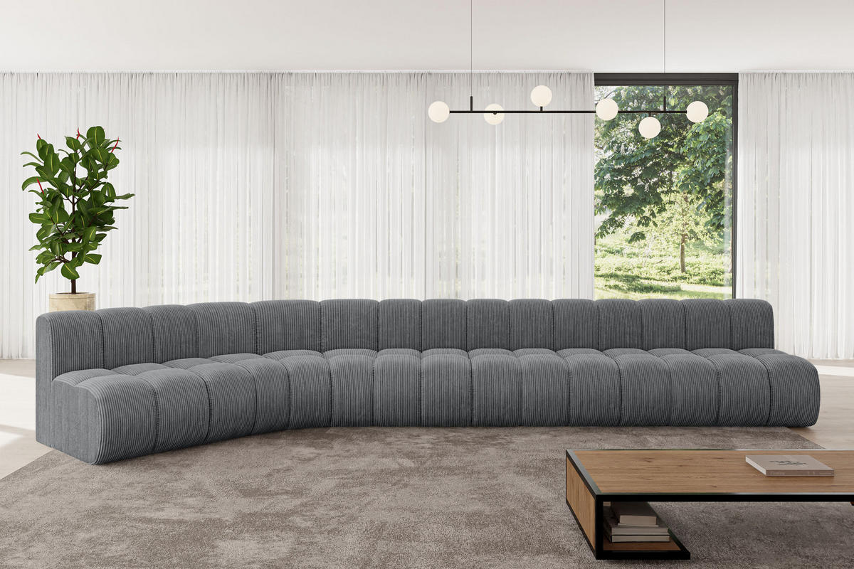 ECKSOFA modulares Sofa Montra-L3 - 472x174x70 cm Dunkelgrau - Dunkelgrau, Holzwerkstoff/Textil (472/174cm) - ALTDECOR