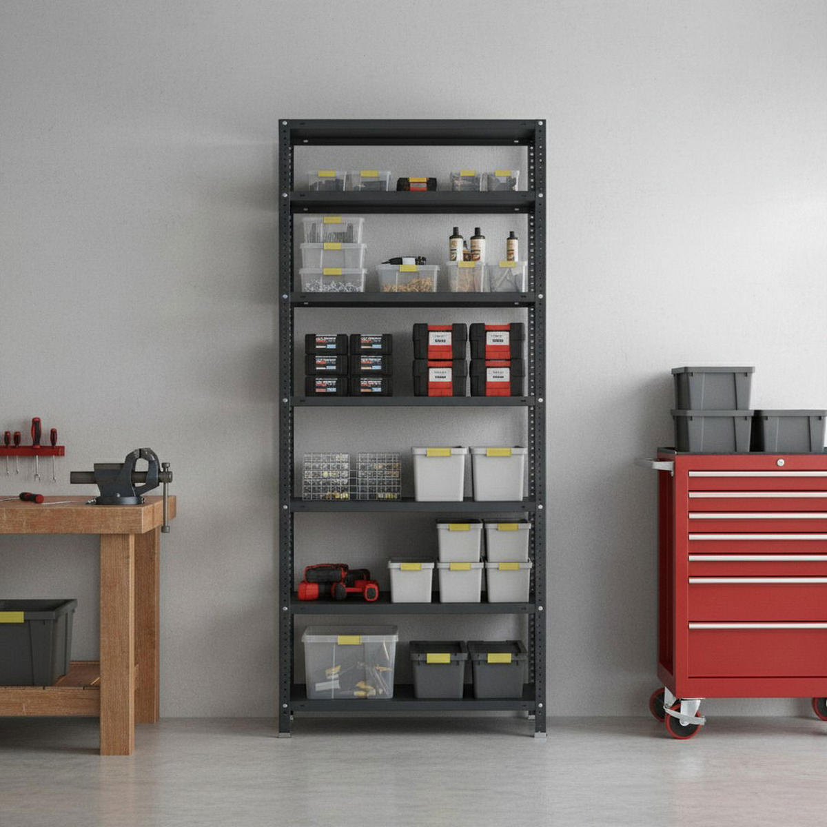 SCHRAUBREGAL PANDA TALL | HxBxT 200x80x50cm | 6 Fachböden | Fachlast 100kg | Anthrazit - Anthrazit, Metall (80/200/50cm) - PROREGAL