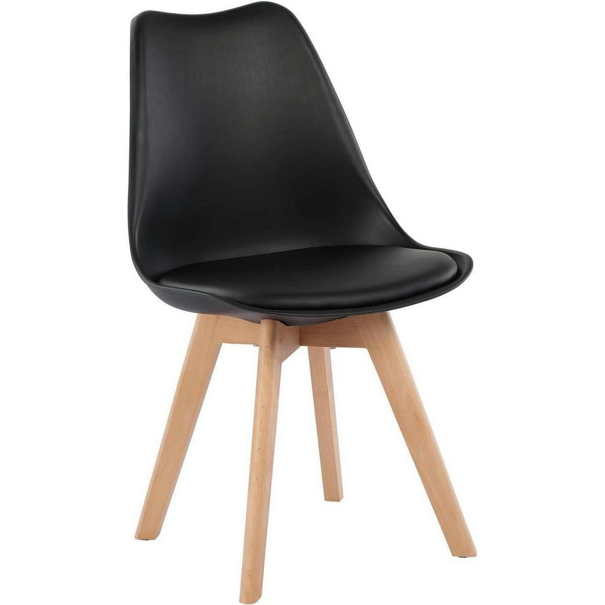 ESSZIMMERSTUHL 6er Set Schwarz mit Massivholzbeinen - Schwarz, Holz (47.5/82/41cm)