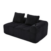 2-SITZER Sofa Cordstoff mit Seitenfächern und Becherhaltern 158/93/61 cm Schwarz - Schwarz, Textil (93/61/158cm) - Redom