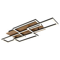 LED DECKENLEUCHTE Holzoptik Braun - Braun, Metall (87.5/32.5/7.5cm) - Globo Lighting