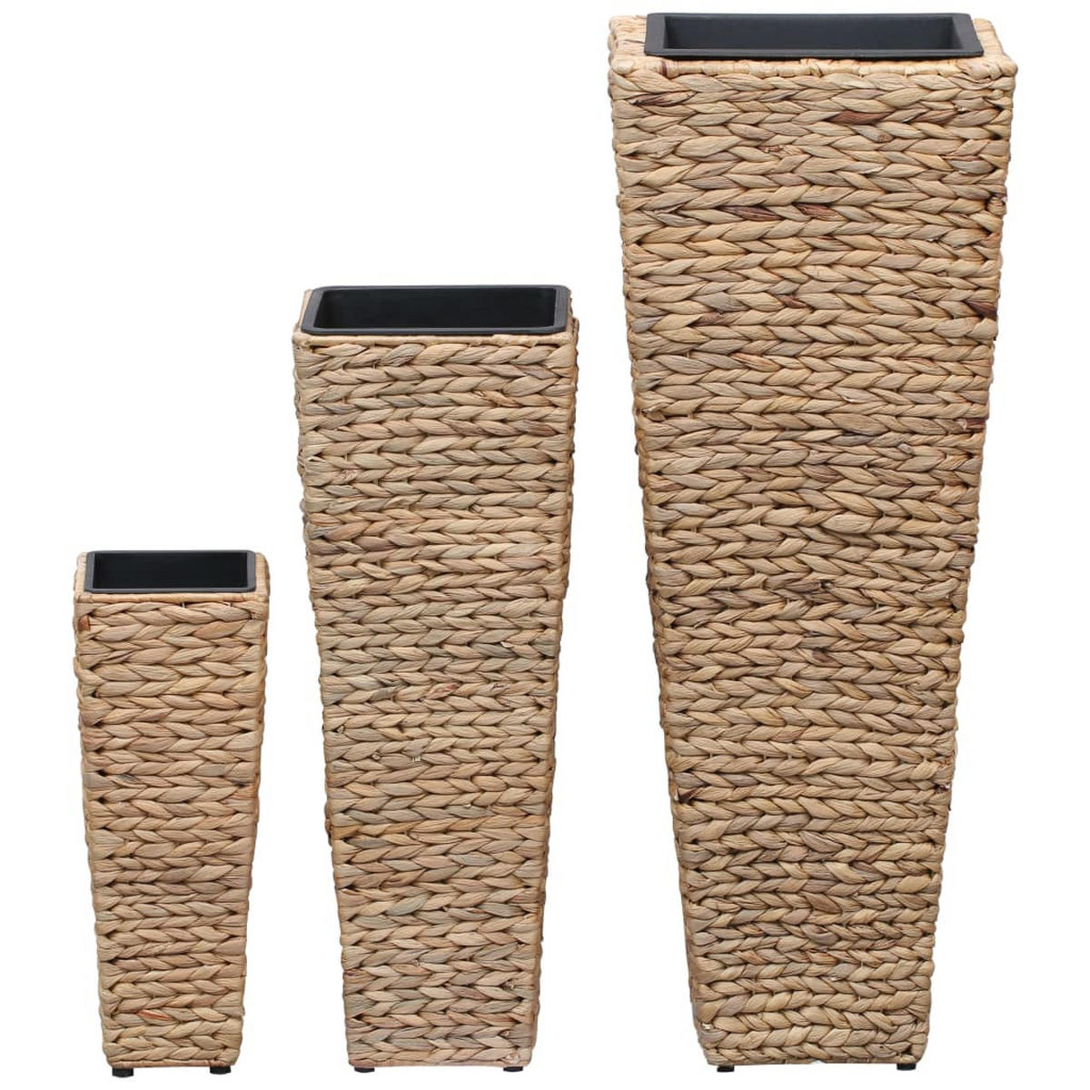 BLUMENKÜBEL 3er Set Wasserhyazinthe Braun - Braun, Naturmaterialien (30/80/30cm) - vidaXL