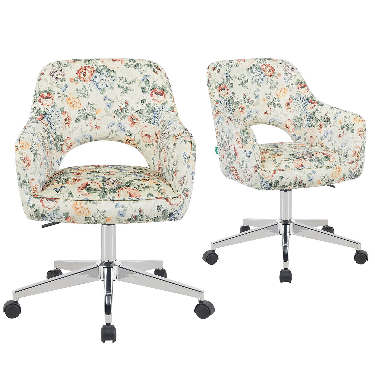 BÜROSTUHL Mika-Faro 2er-Set - Chromfarben/Multicolor, Textil/Metall (60/84/65cm) - DUBI Möbel