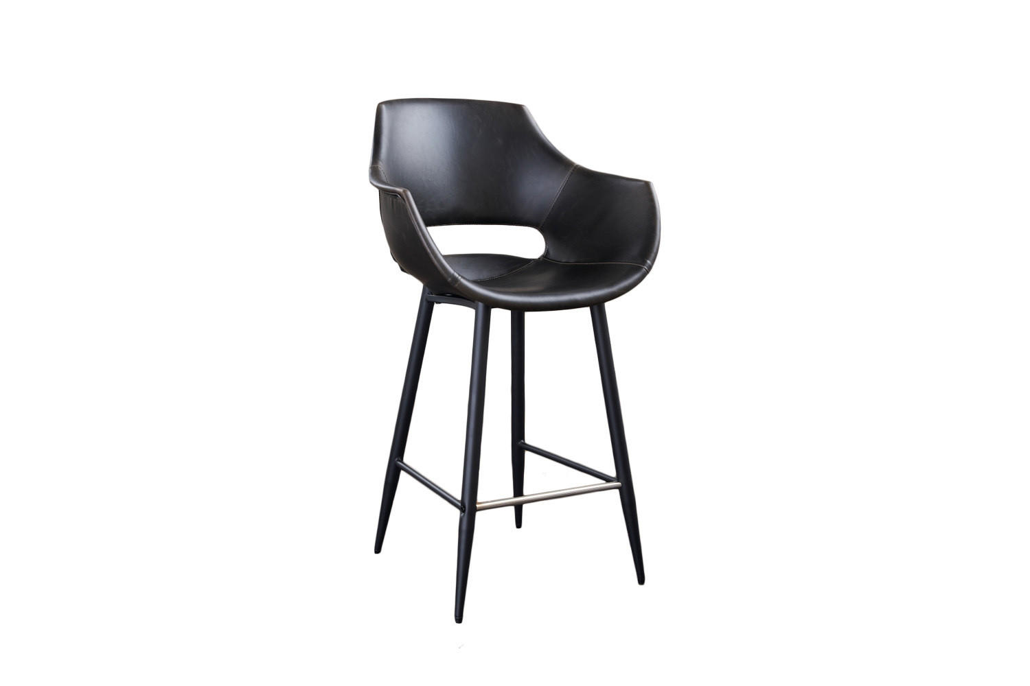 BARHOCKER ZAJA Schwarz Kunstleder - Schwarz, Leder (57/114/59cm) - KAWOLA