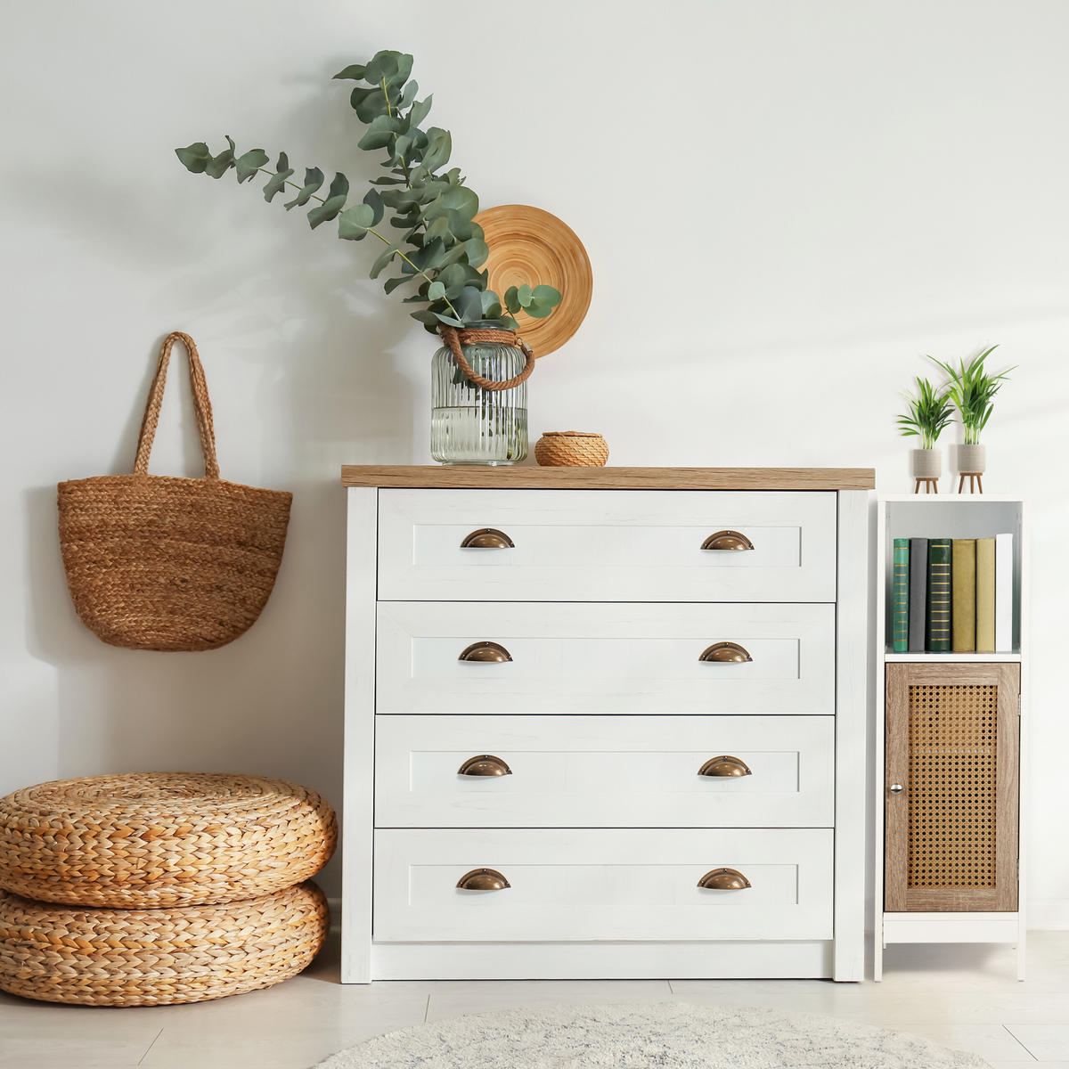 BADEZIMMERSCHRANK - Weiß, Holzwerkstoff/Kunststoff (30/96.5/30cm) - Relaxdays