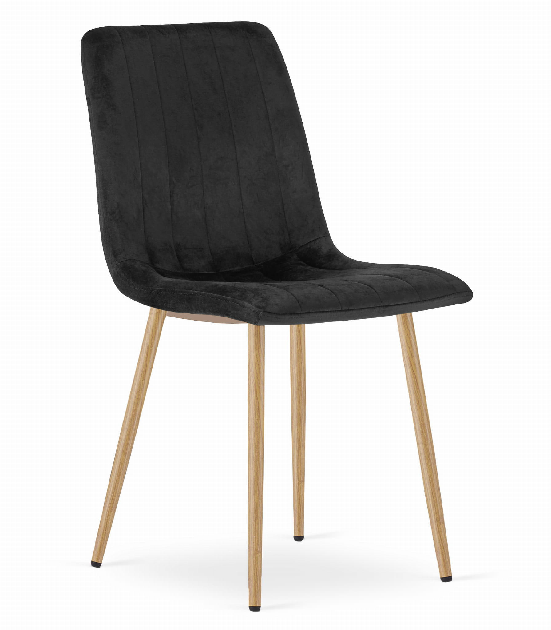 STUHL ORSARA 1 Stück, Schwarz, Metallbeine in Holzfarbe, mit Samtstoff gepolstert - Schwarz, Textil/Metall (43/90/51cm) - Komodee